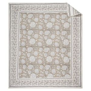Levtex Adare Neutral Floral Cotton Quilt - Taupe and White